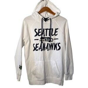 NFL Team Apparel Seattle Seahawks White Lace Up Hoodie Sweatshirt Small
